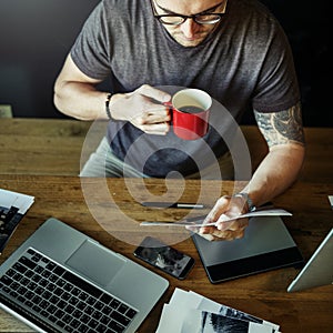 Man Busy Photographer Editing Home Office