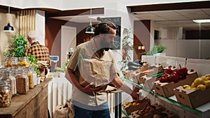 Man buys ethically sourced vegetables