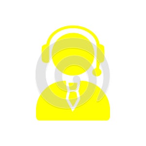 man, call, head phone, custom care , business customer support service yellow color icon photo