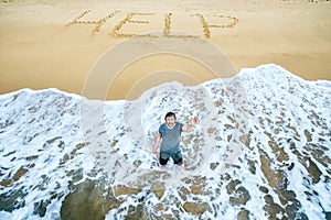 Man is calling for help on uninhabited island