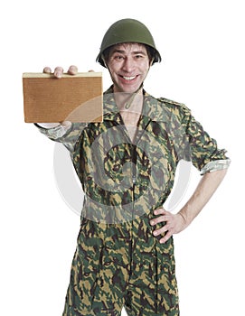 Man in camouflage and helmets