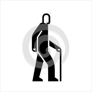 Man with a cane on a walk icons, senior adult symbol