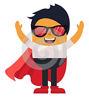 Man with cape and glasses, illustration, vector