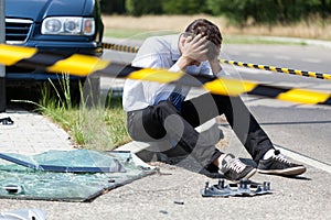 Man after car accident