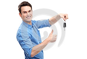 Man with Car Keys and Thumbs Up