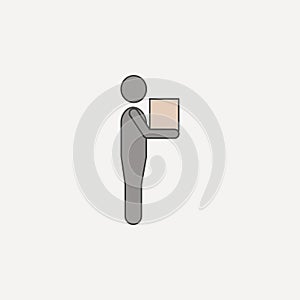 man carries box 2 colored line icon. Simple colored element illustration. man carries box outline symbol design from carrying and