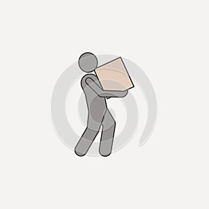 man carries box 2 colored line icon. Simple colored element illustration. man carries box outline symbol design from carrying and