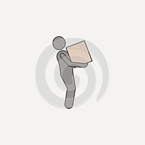 man carries box 2 colored line icon. Simple colored element illustration. man carries box outline symbol design from carrying and