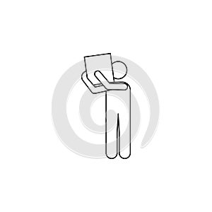 a man carries a box on his shoulder icon. Element of man carries a box illustration. Premium quality graphic design icon. Signs an