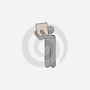 man carries box on shoulder 2 colored line icon. Simple colored element illustration. man carries box on shoulder outline symbol d