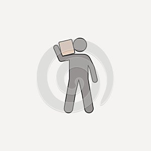 man carries box on shoulder 2 colored line icon. Simple colored element illustration. man carries box on shoulder outline symbol d