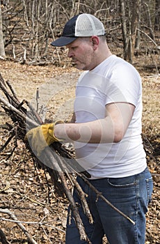 Man carrying brush