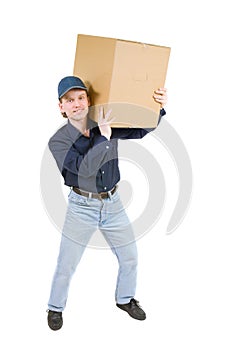 Man carrying a cardboard box