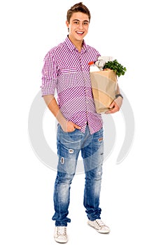 Man carrying grocery bag