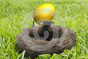 Man carrying one golden egg