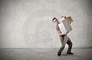 Man carrying some presents