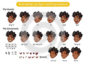 Man Cartoon Character for Animating Lip Sync and Expressions