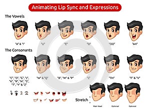 Man Cartoon Character for Animating Lip Sync and Expressions