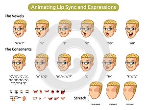 Man Cartoon Character for Animating Lip Sync and Expressions