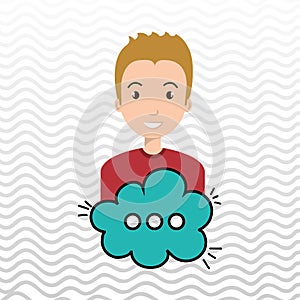 man cartoon cloud speack chat