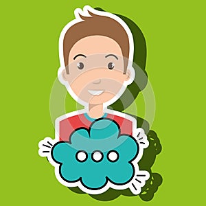 man cartoon cloud speack chat