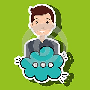 man cartoon cloud speack chat