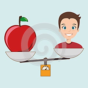 man cartoon fruit apple balance