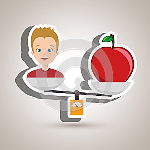 man cartoon fruit apple balance