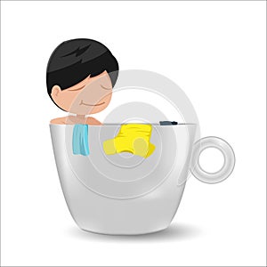 Man Cartoon Relax Cup Idea Vector