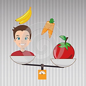 man cartoon vegetable organic balance