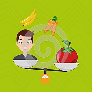 man cartoon vegetable organic balance