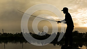 The man casting fishing rod