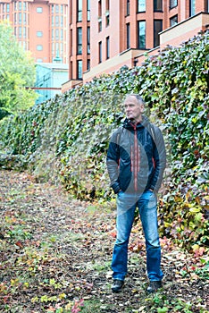 Man in casual clothes in the modern urban space