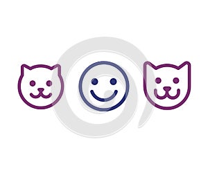 Man, cat and dog face icon