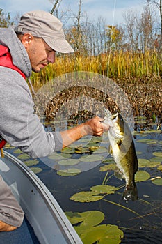 Man Fishing Holding Largemouth Bass