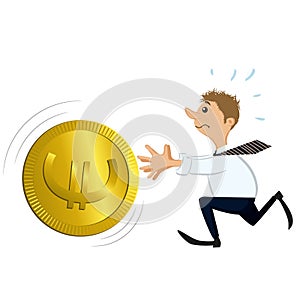 Man catching a big coin