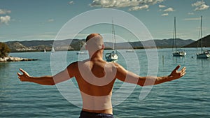 Man catching wind on a sailboat