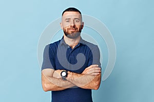 Man caucasian person beard face background isolated background looking portrait young confident adult attractive man