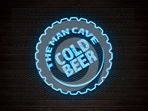 Man Cave Cold Beer - Neon Sign Illustration photo