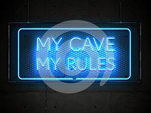 The Man Cave - My Cave My Rules Neon Sign Illustration photo