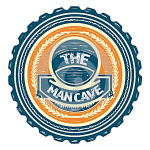 The Man Cave Sign Bottle Top - vector illustration