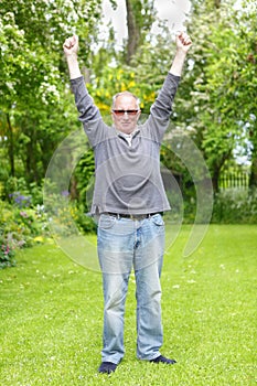 Man celebrating retirement