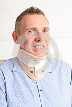 Man in cervical collar