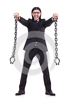 Man with chain isolated