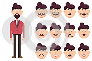 Man character with different types of mustache vector illustration