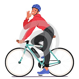 Man Character Effortlessly Glides Through The City Streets On Electric Bicycle, His Posture Relaxed, Enjoying The Ride