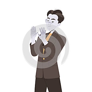 Man Character Expressing Rejection Refusing Bribe Vector Illustration