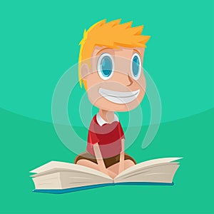 Man Character Happy Flying Book Vector