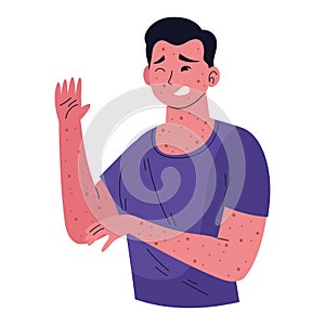 man character with monkeypox virus