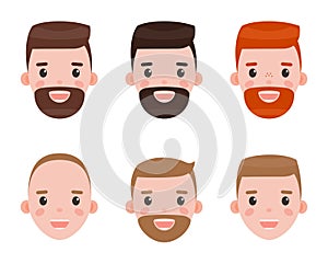 Man Character Set of Persons Faces in Closeup